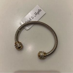 Ethel & Myrtle Stone Cable Cuff Bracelet Silver Gold Rhinestones